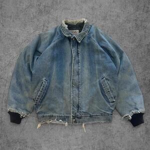 Vintage 90s Distressed Faded Walls Denim Bomber Jacket